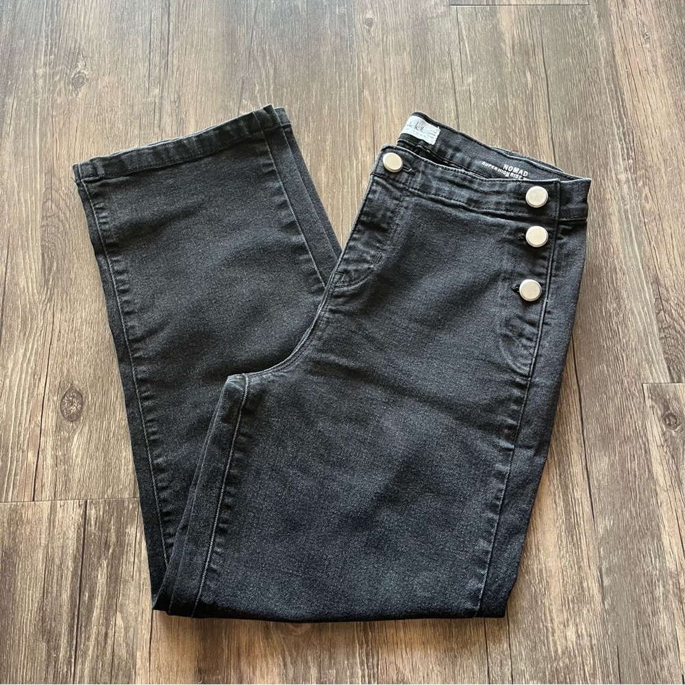 EUC Nicole Miller Nomad Super High Rise Wide Leg Faded Black Jeans Sz 8